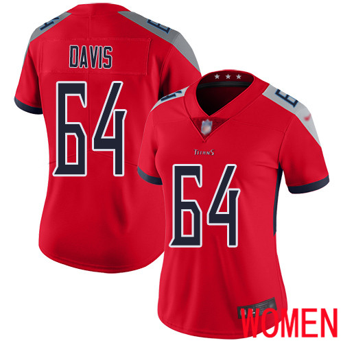 Tennessee Titans Limited Red Women Nate Davis Jersey NFL Football #64 Inverted Legend->tennessee titans->NFL Jersey